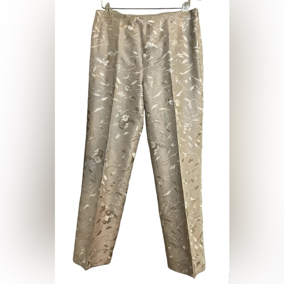 La Femme Gilar | Silk Floral Embroidered Pants Size 6 - Picture 1 of 6